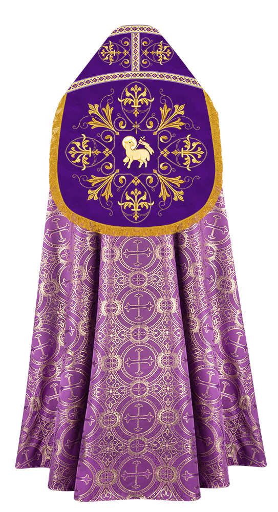 Embroidered Roman Cope Vestment with Braided Trims