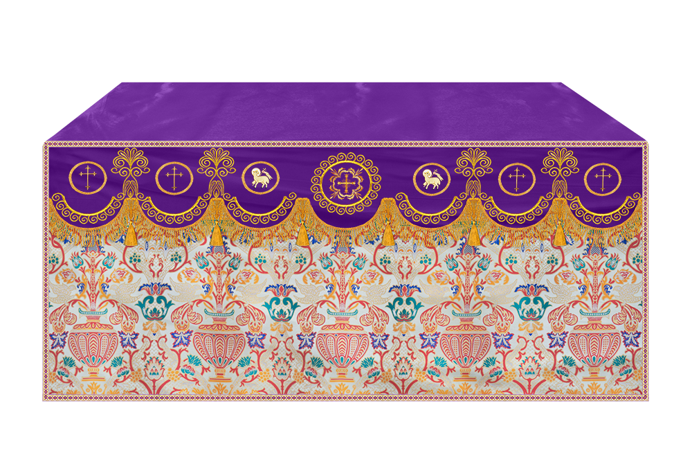Embroidered Tapestry Altar Cloth with Ornate Orphrey