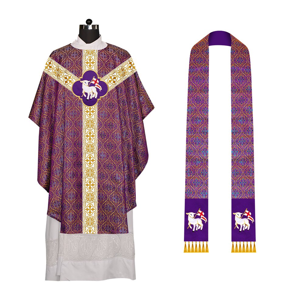 Gothic Chasuble with Embroidered Motif and Orphrey