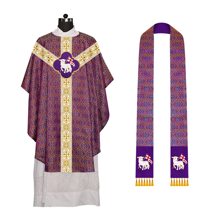 Gothic Chasuble with Embroidered Motif and Orphrey