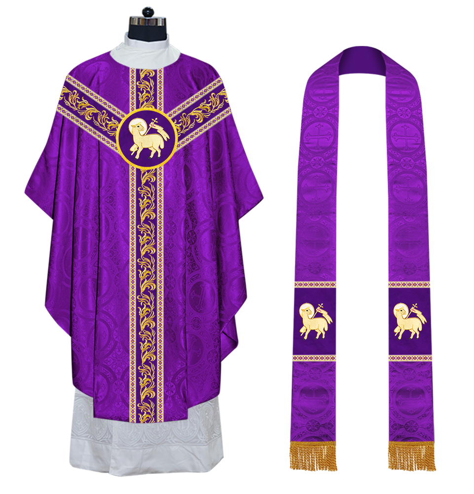 Gothic Chasuble Vestments With Ornate Embroidery And Trims