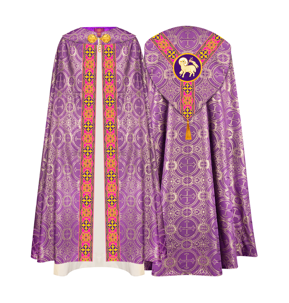 Gothic Cope Vestment with Y Type Motif and Braided Trims