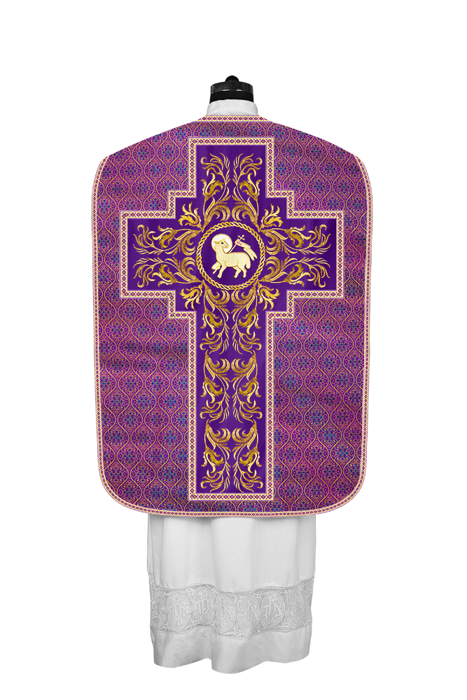 Roman Chasuble Vestment With Woven Braids and Trims