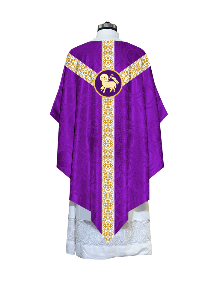 Traditional Pugin Style Chasuble Adorned with White Braids