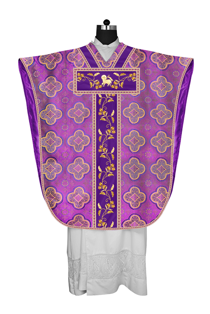 Borromean Chasuble Vestment Ornated With Floral Design and Trims