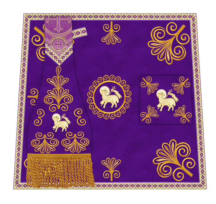 Roman Chasuble Vestment enriched With Coloured Braids and Trims