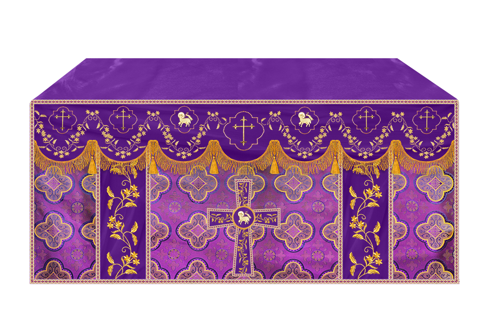 Altar Table Cloth With Floral Embroidery trims