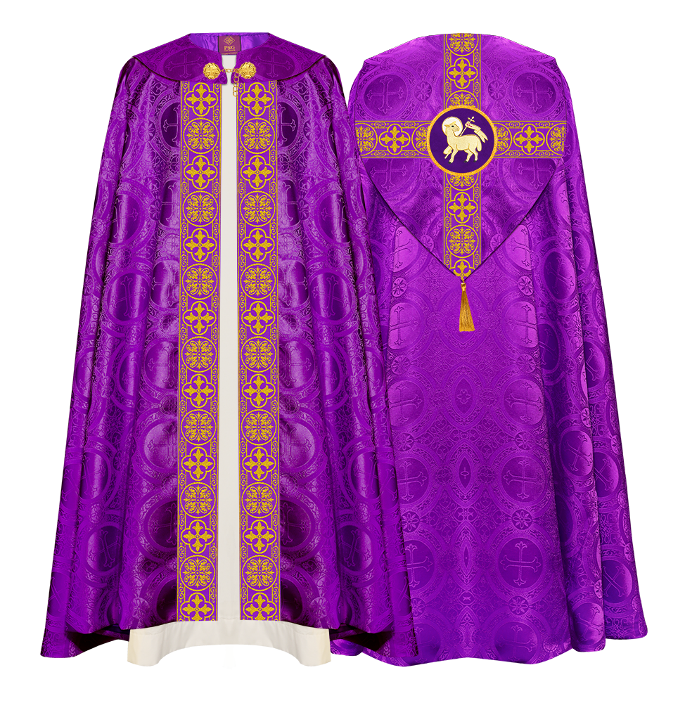 Gothic Cope Vestment with Cross type Braided Trims and motif