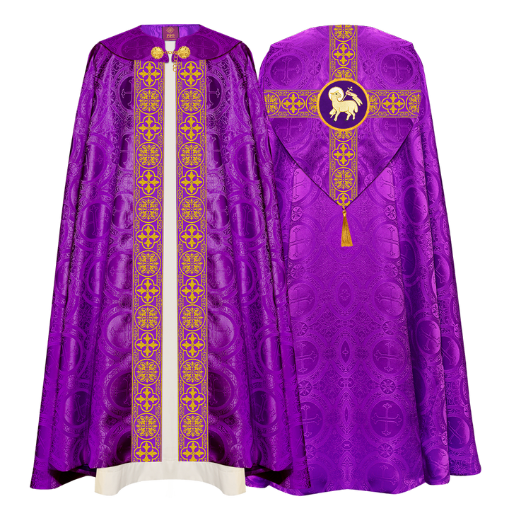 Gothic Cope Vestment with Cross type Braided Trims and motif