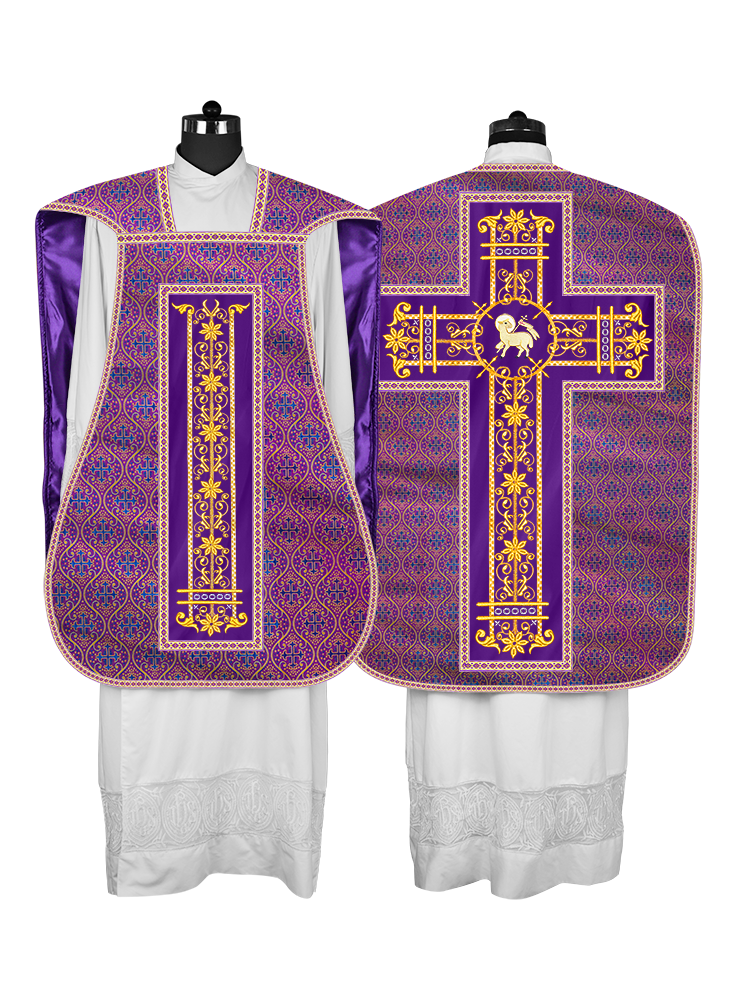 Roman Chasuble Vestment Enhanced With Orphrey and Trims