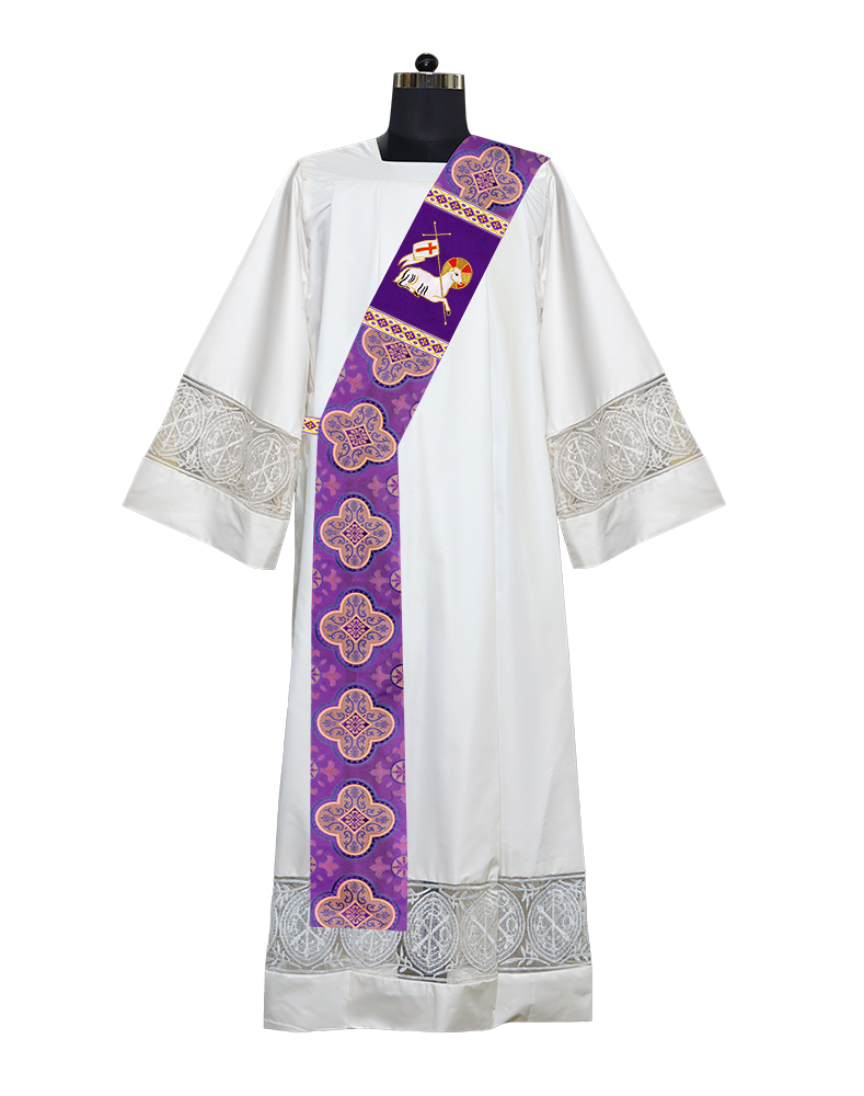 Deacon Stole Crafted with Embroidered Spiritual Lamb Motif