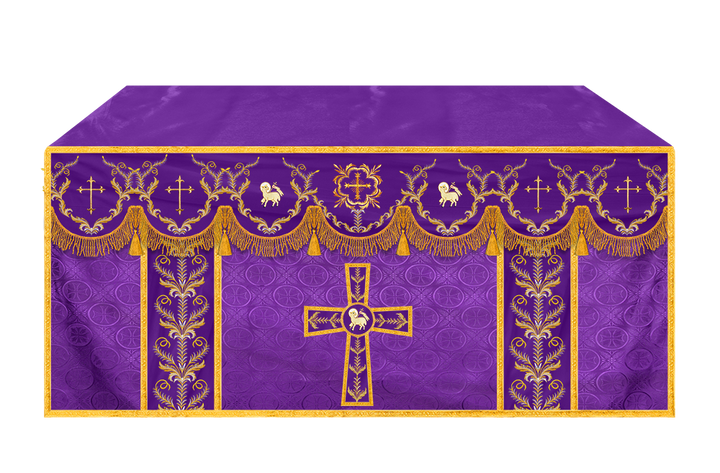 Handcrafted Church Altar Cloth with Detailed Embroidered Trims