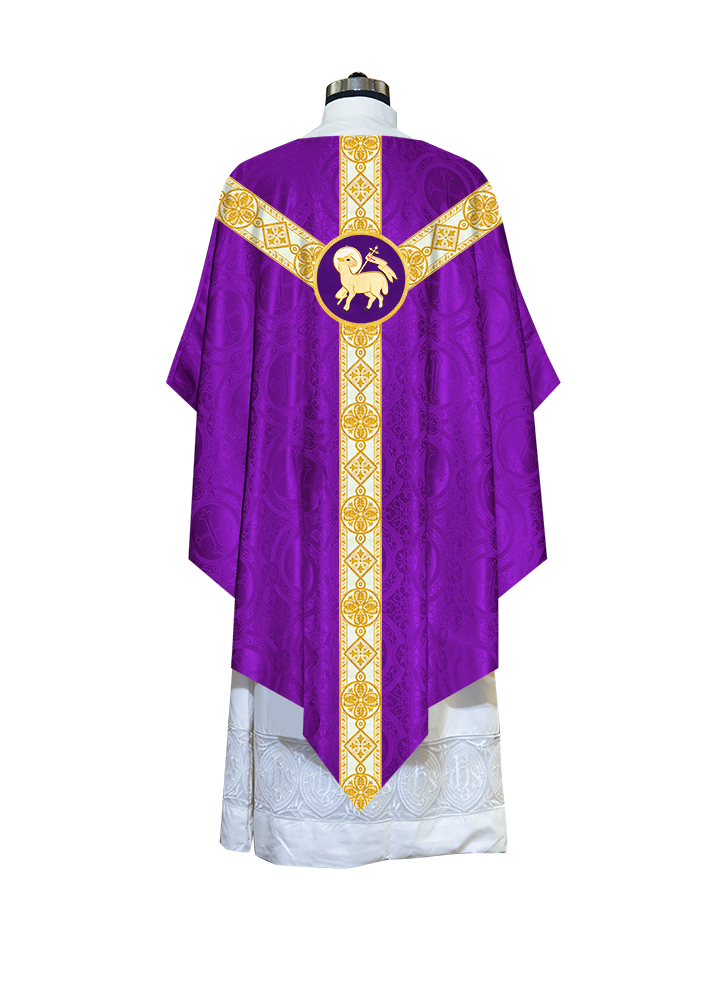 Traditional Pugin Style Chasuble Adorned with White Braids