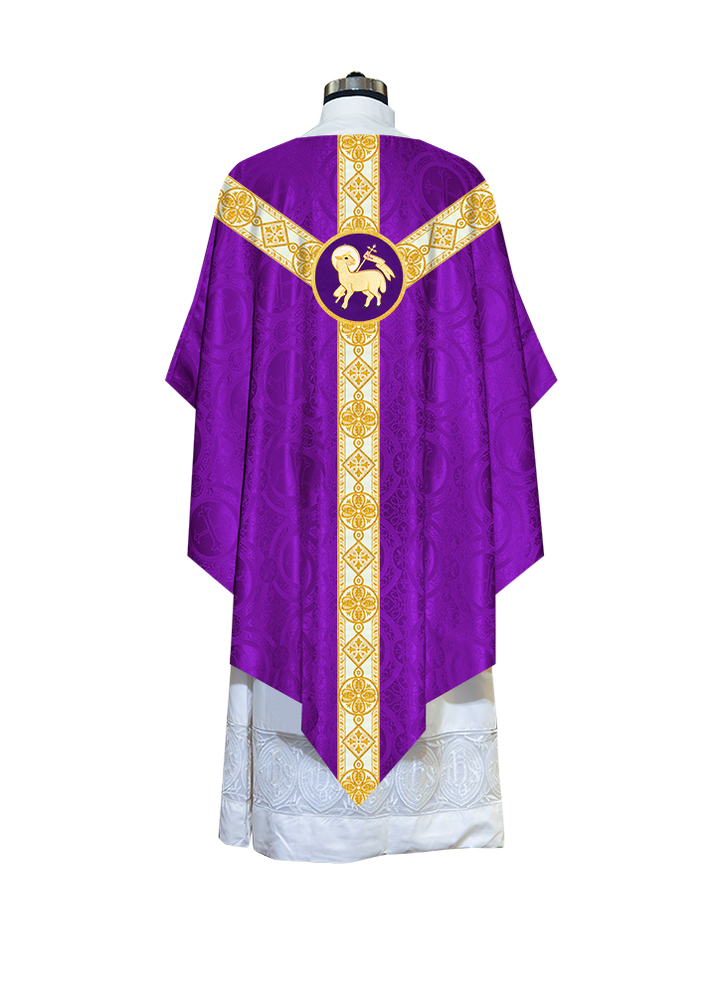 Traditional Pugin Style Chasuble Adorned with White Braids