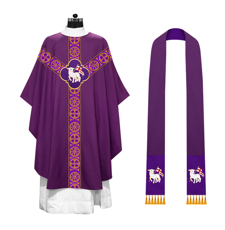 Gothic Chasuble Vestment with Y type braided orphrey