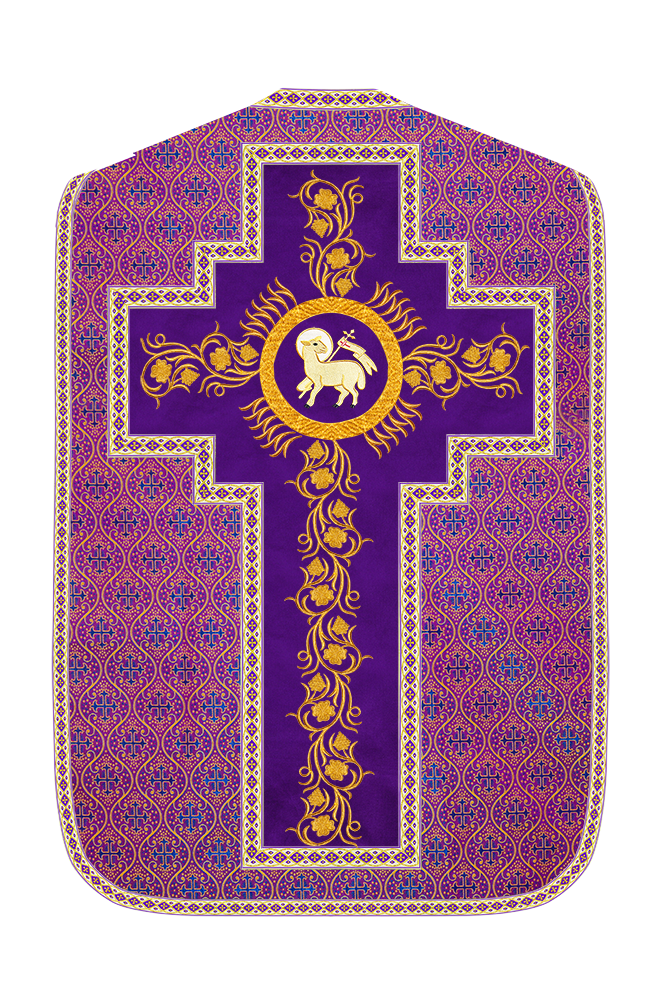 Roman Chasuble Vestment With Grapes Embroidery and Trims