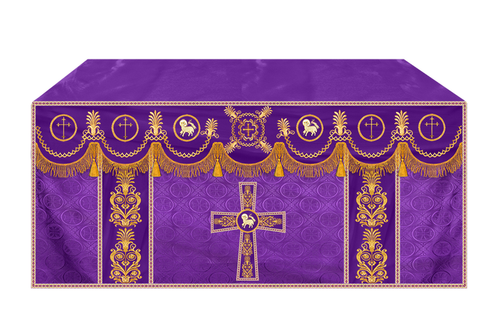 Traditional Altar Cloth with Embroidered Cross & Braided Trims