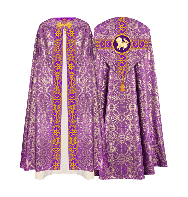 Gothic Cope Vestment with Cross type Braided Trims and motif