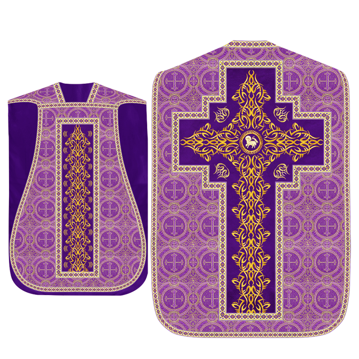 Set of Four Roman Chasuble with Embroidered Trims