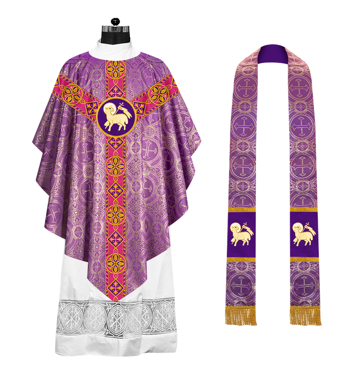 Pugin Style Chasuble with Embroidered Orphrey