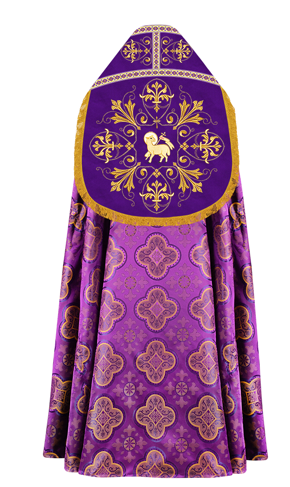 Embroidered Roman Cope Vestment with Braided Trims