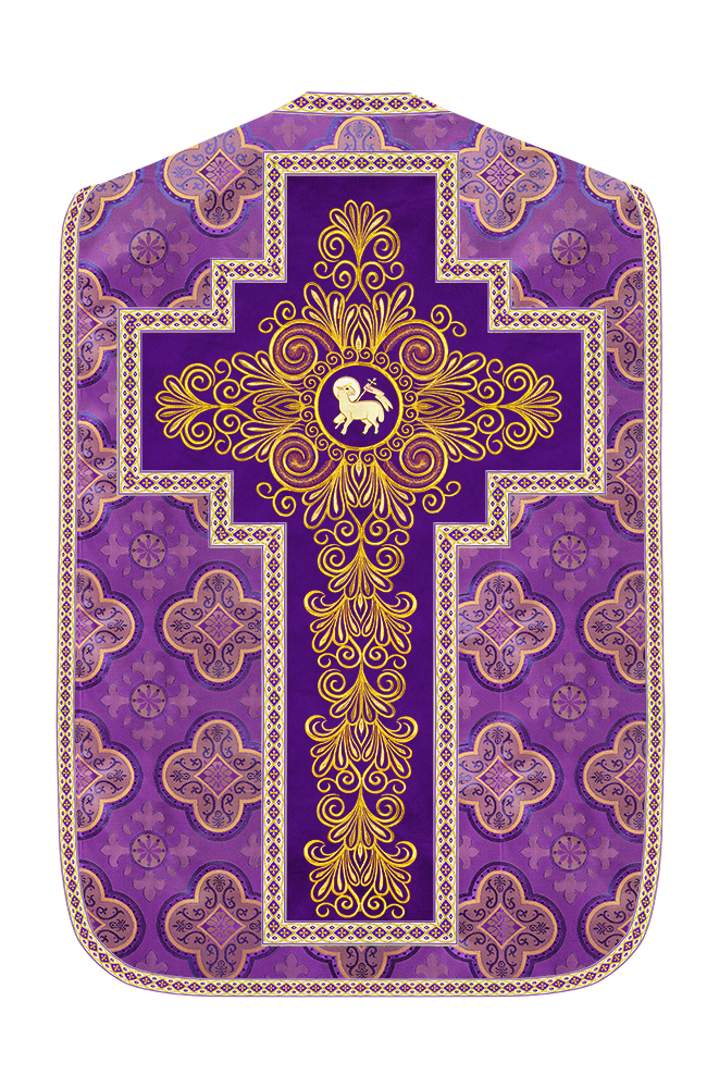 Roman Chasuble Vestment enriched With Coloured Braids and Trims