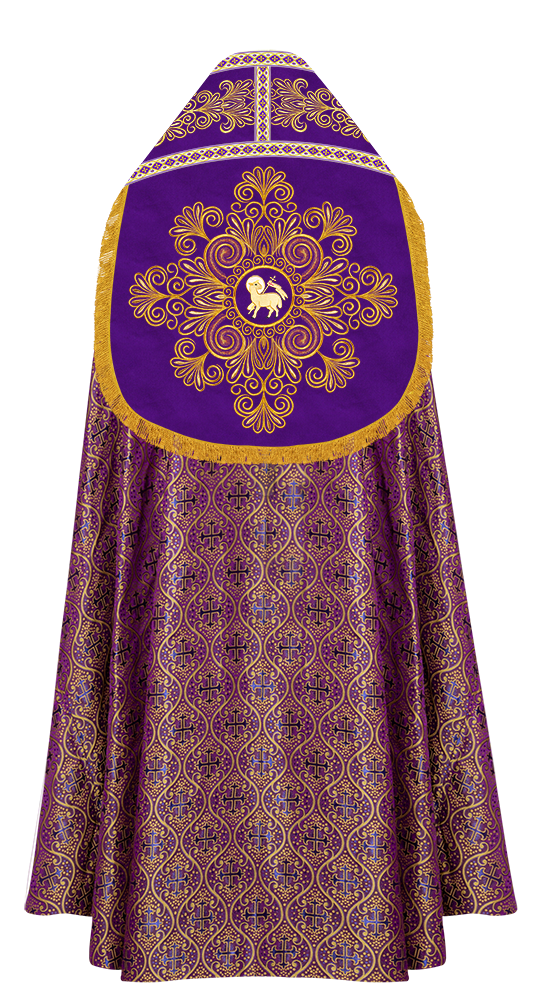 Roman Cope Vestment with Spiritual Motif and Adorned Embroidery