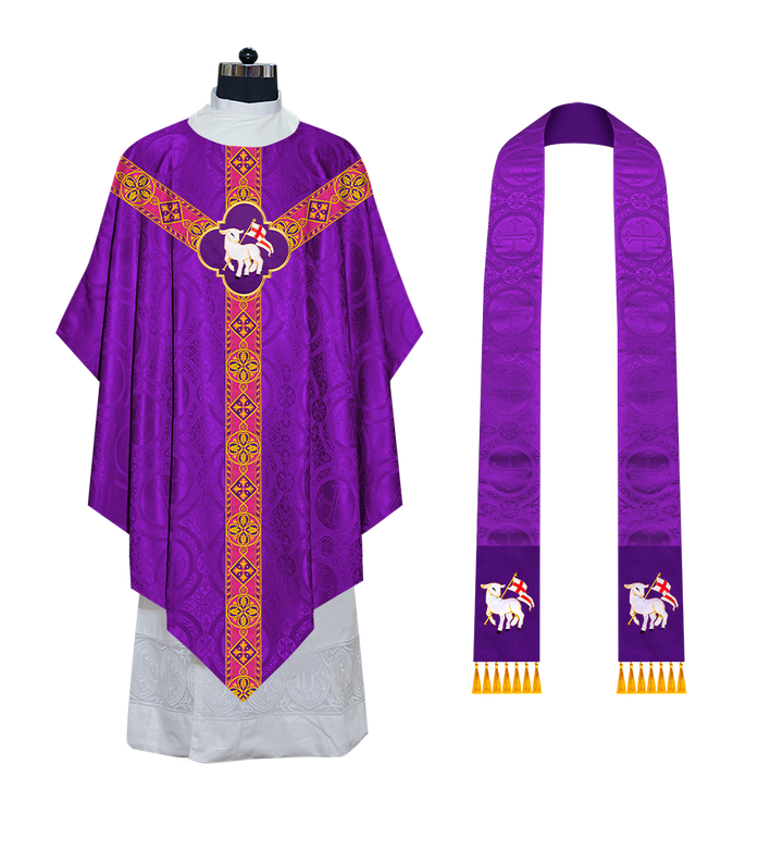 Pugin Chasuble with Braided Lace Orphrey