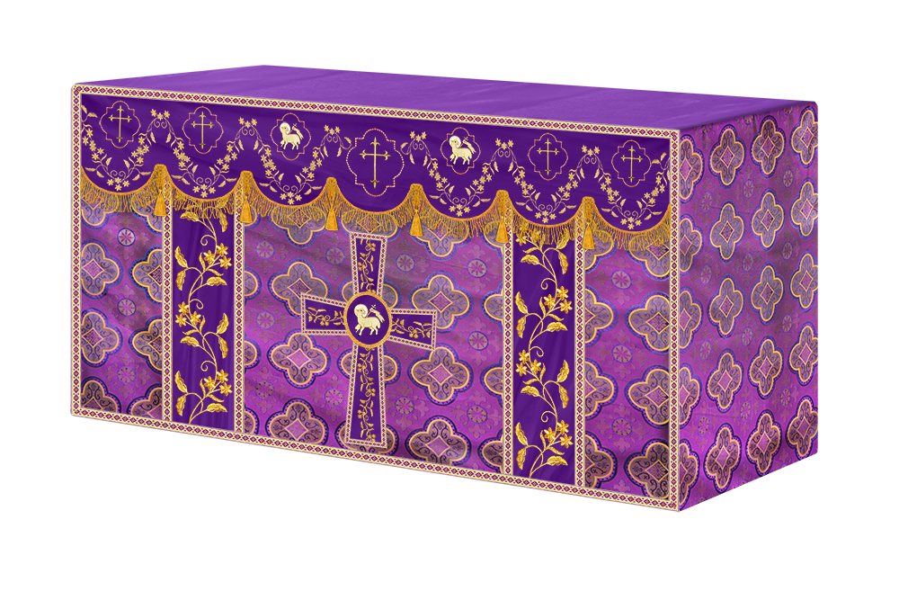 Altar Table Cloth With Floral Embroidery trims