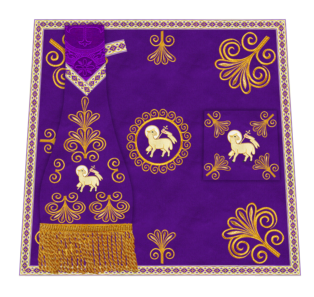 Roman Chasuble Vestment enriched With Coloured Braids and Trims