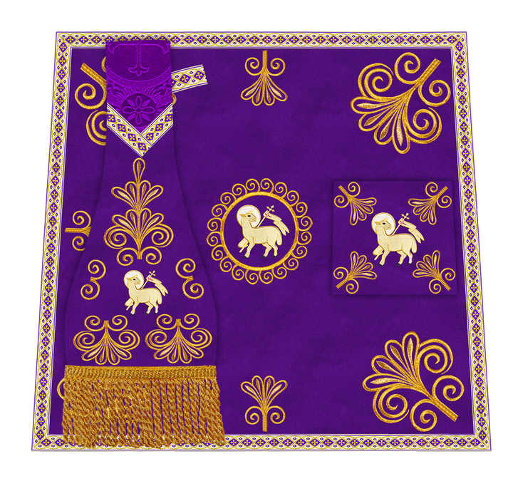 Roman Chasuble Vestment enriched With Coloured Braids and Trims