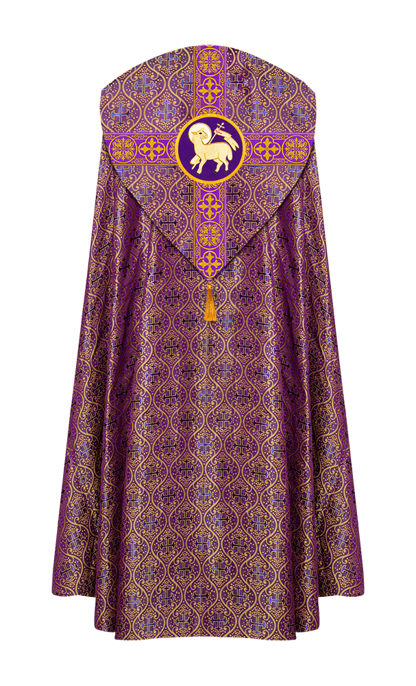 Gothic Cope Vestment with Cross type Braided Trims and motif