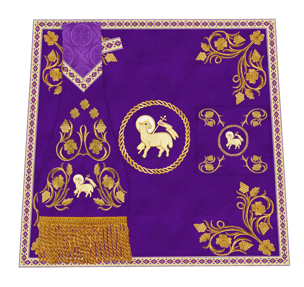Embroidered Altar Cloth Embellished with Spiritual Motifs