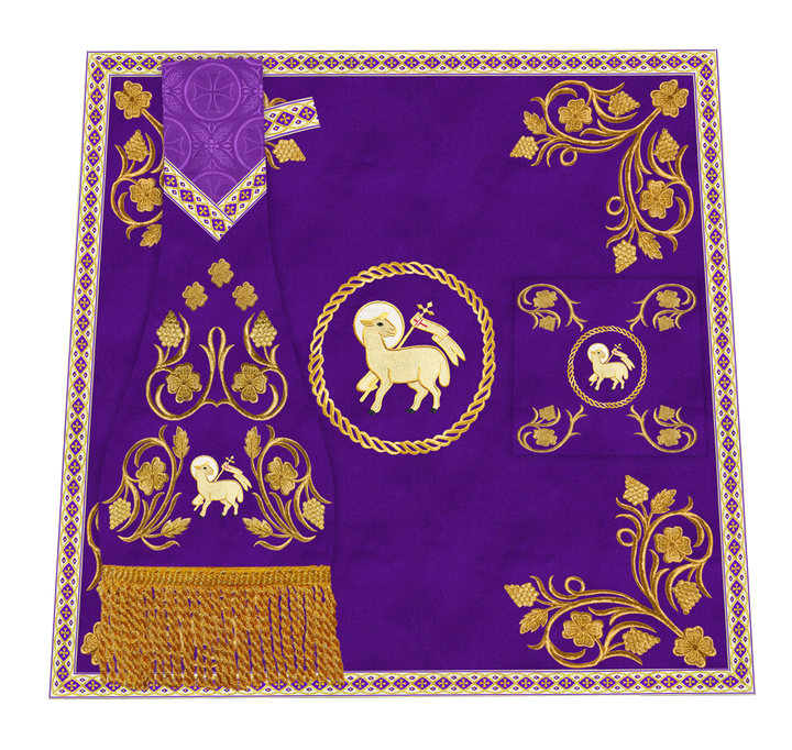 Embroidered Altar Cloth Embellished with Spiritual Motifs
