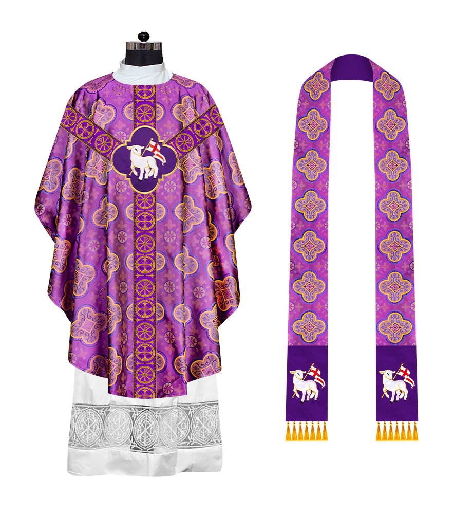 Gothic Chasuble Vestment with Y type braided orphrey