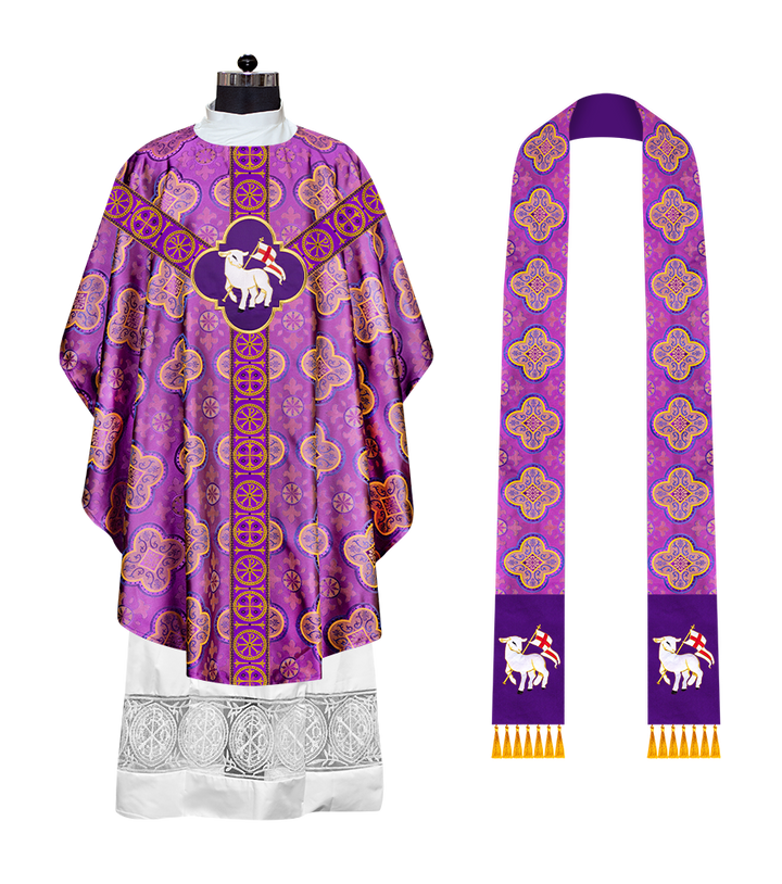 Gothic Chasuble Vestment with Y type braided orphrey