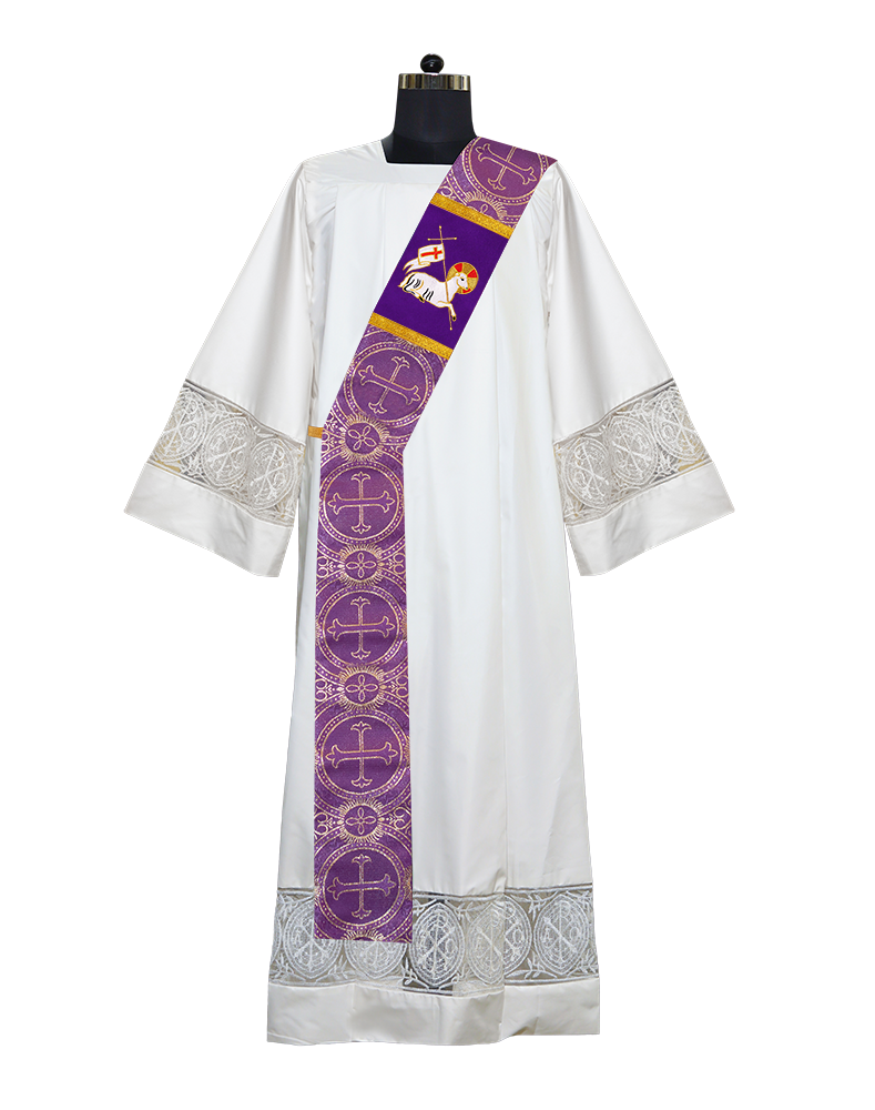 Deacon Stole with Embroidered Spiritual Lamb Motif