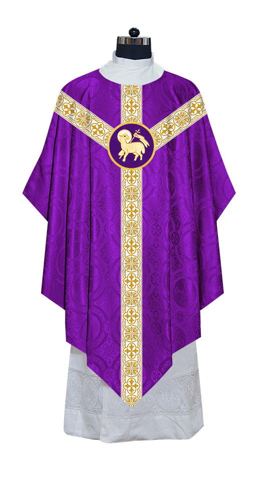 Traditional Pugin Style Chasuble Adorned with White Braids