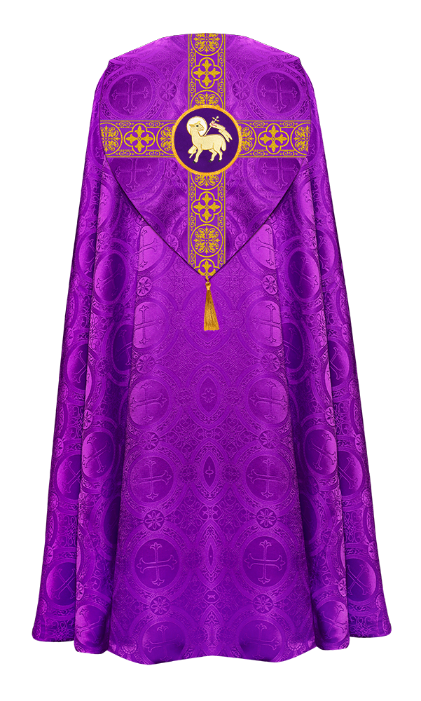 Gothic Cope Vestment with Cross type Braided Trims and motif