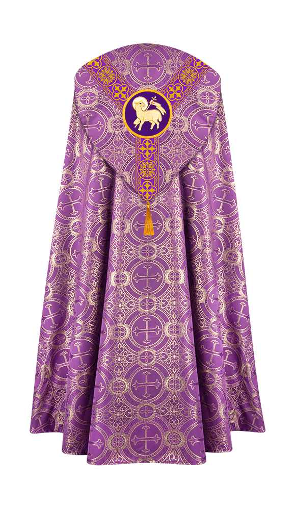 Gothic Cope Vestment with Y Type Braided Trims and Motifs