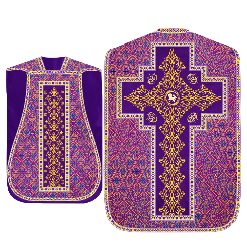 Set of Four Roman Chasuble with Embroidered Trims