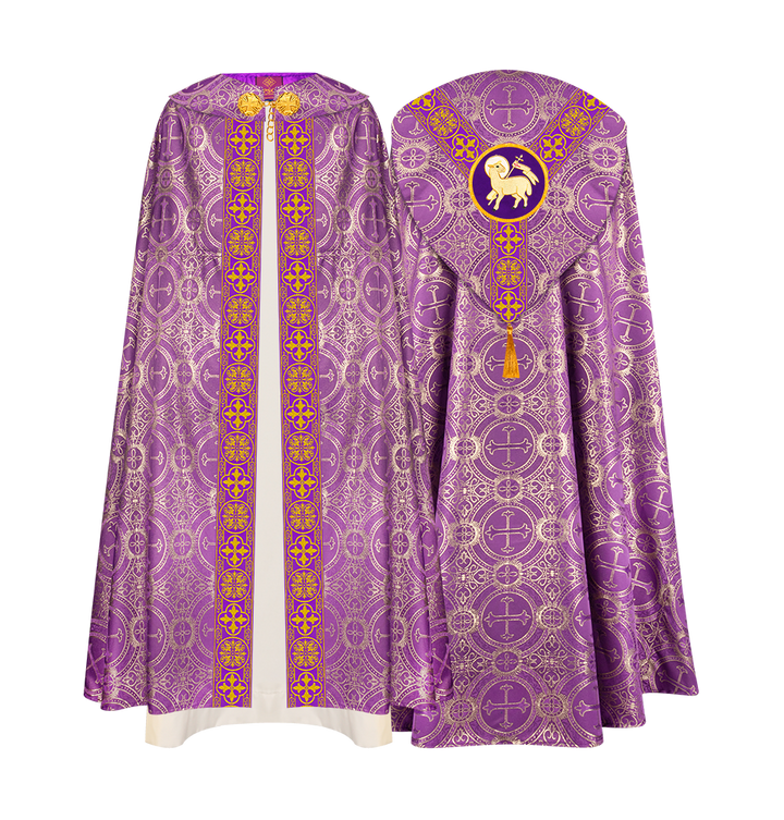 Gothic Cope Vestment with Y Type Braided Trims and Motifs