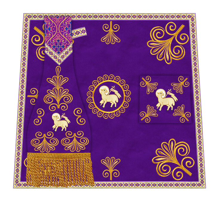 Roman Chasuble Vestment enriched With Coloured Braids and Trims