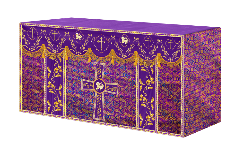 Altar Table Cloth With Floral Embroidery trims