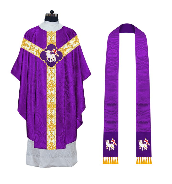 Gothic Chasuble Vestment with Motif and Trims