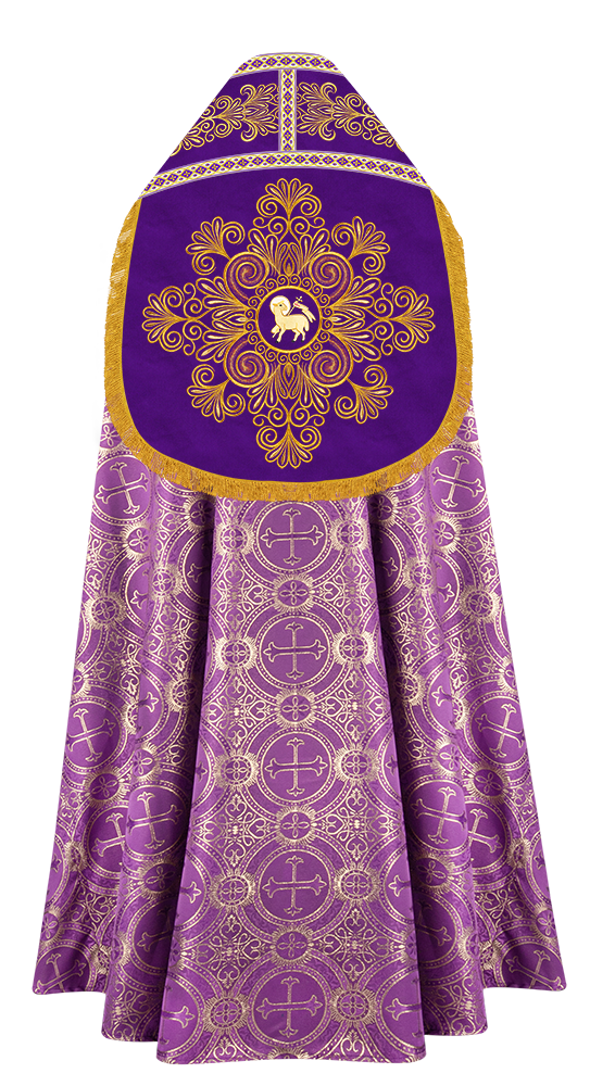 Roman Cope Vestment with Spiritual Motif and Adorned Embroidery