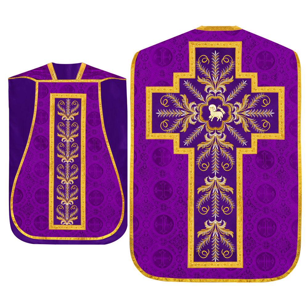 Set of Four Roman Chasuble with liturgical motifs