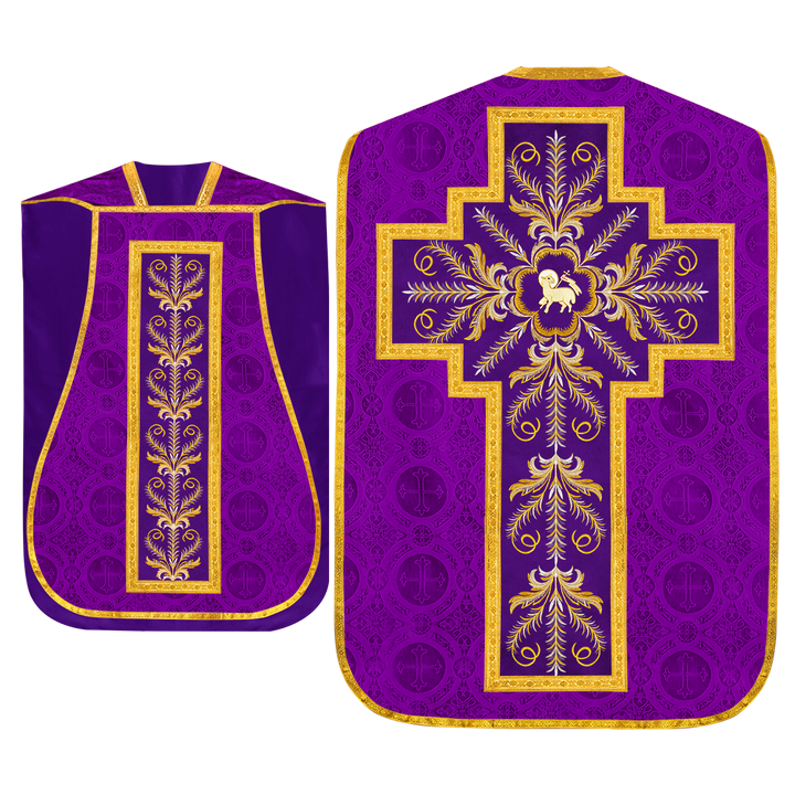 Set of Four Roman Chasuble with liturgical motifs