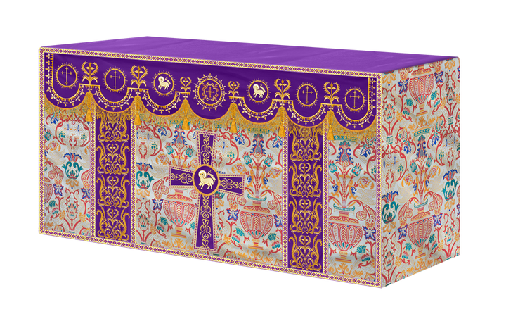 Tapestry Altar Cloth with Elegant Embroidered Trims