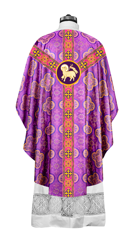 Gothic Chasuble Vestment with Braided Trims and Spiritual Motif